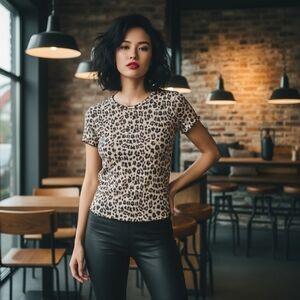 LuLaRoe Kelly Leopard Print Top